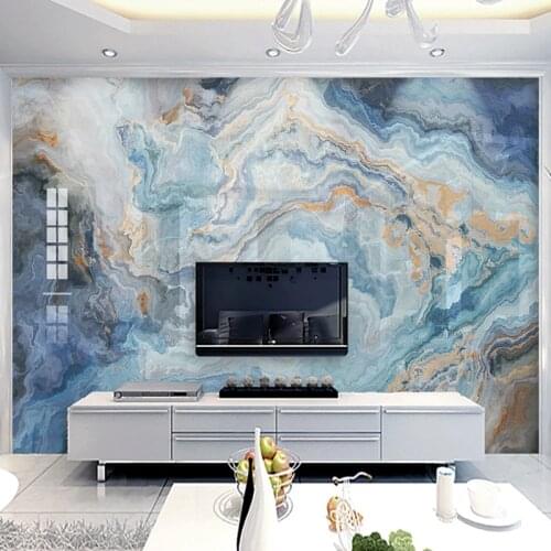 Custom Photo Abstract Blue Marble Pattern Living Room Sofa TV Background Wall Decor Painting Kitchen Mural Wallpaper Waterproof
