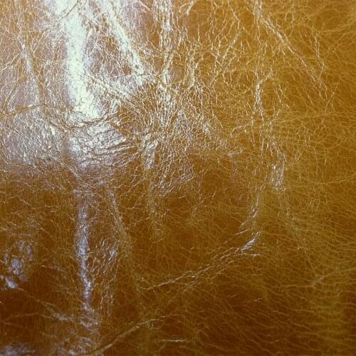 Retro Tan Oiled Interior Leather Bright Surface Fabric Suitable For Shoes/Bags/Sofa/Interior Decoration