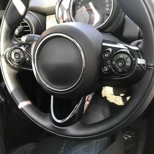 3PCS Carbon Fiber Multi-function Steering Wheel Button Trims for Mini Cooper F54 F55 F56 F57 F60 Hatch Cabrio Countryman Clubman