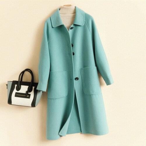 Fashion Women High-end Double-faced Cashmere Wool Jacket Long Winter Coat Warm Loose Overcoat Solid Casual Female 100% Wool Coat