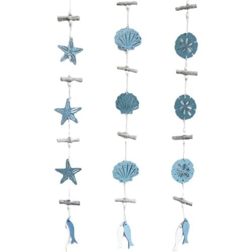 Mediterranean Starfish Fish Nautical Decor Hanging Adorn Crafts Wood Fish/decorated marine pendant Home Decoration