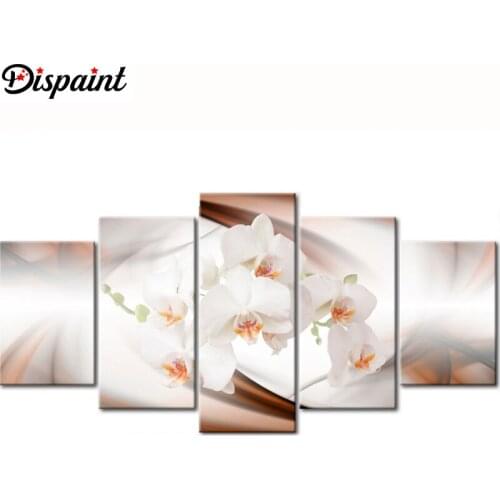 Dispaint 5pcs Full Square/Round Drill 5D DIY Diamond Painting "Orchid peony lily" Multi-picture Combination Embroidery 5D Gift