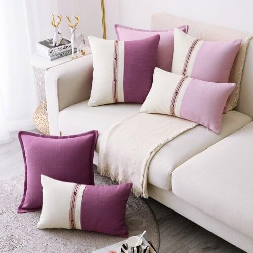 Patchwork Cushion Cover Cotton Linen Lace Throw Pillow Cover Chair Waist Pillowcase Room Home Decoration Accessories Aesthetic