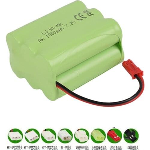 7.2v 1800mah NiMH Battery For Rc toys Car boats truck Tanks Trains Guns Ni-MH AA 7.2v 700mah Battery Pack jst plug 1Pcs to 5Pcs