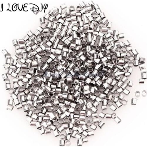 500PCS 1000pcs Metal Tube Crimp End Beads Caps Silver Gold Black Bronze Tone For Bracelet Necklace DIY Wholesale Jewelry Making