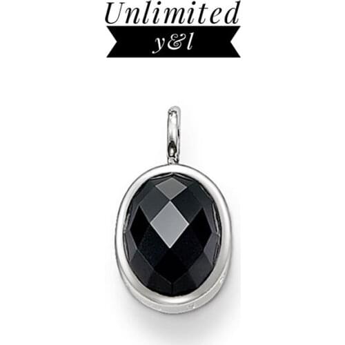 Black Faceted Oval Crystal Stone Pendants Fashion Jewelry Silver Thomas Style DIY Necklace Accessories for Women Men Gifts