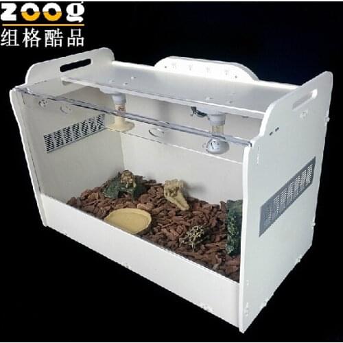 Zoog transparent acrylic crawler terrarium oversized tortoise lizard hedgehog cage with heating 80*42*54cm