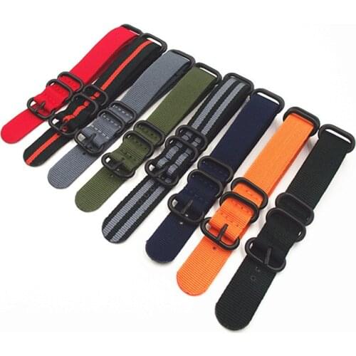 Nylon Watch Band 18MM 20MM 22MM 24MM Durable Breathable Replacement Watch Strap with Stainless Steel Buckle for Mens Watchband