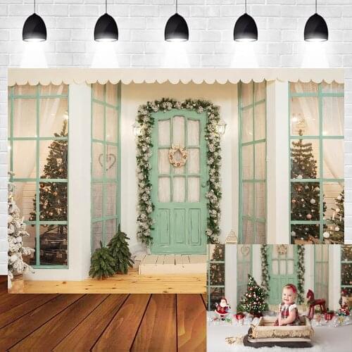Christmas Backdrop White Wooden Door Photography Backdrops Newborn Baby Photographic Background Photo Studio Backdrop Props