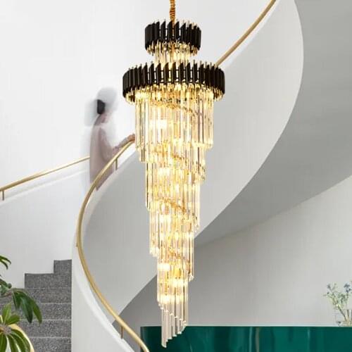 Modern Staircase Crystal Lamp Fashion Villa Chandelier Gorgeous Atmosphere Staircase Lamp Living Room Lighting
