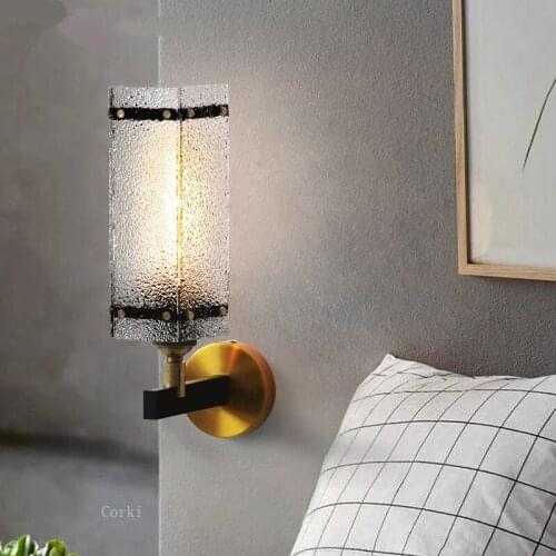 Modern Glass Wall Sconce Gold Wall Lamp Bedroom Bedside Living Room Wall Lights for Home Industrial Decor Bathroom Mirror Light