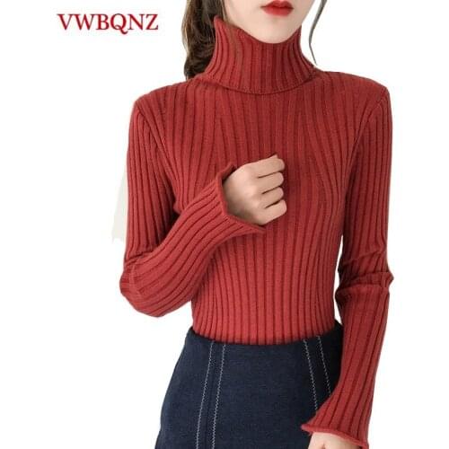Turtleneck Warm Women Sweater Autumn Winter New Slim Knitted Femme Pull High Elasticity Soft Female Pullovers Sweater L189