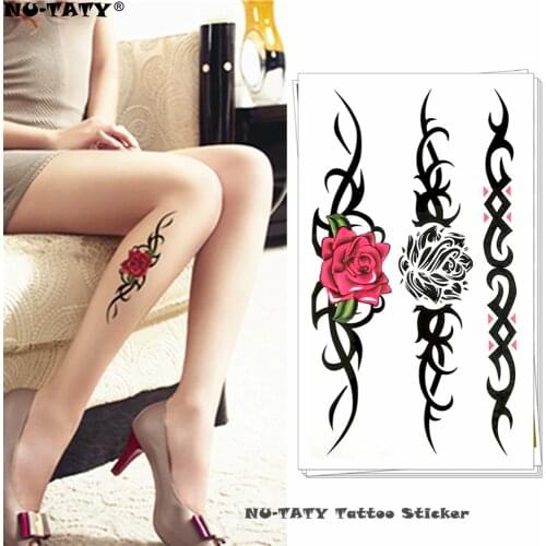 Nu-TATY Rose Chain Temporary Tattoo Body Art Arm Flash Tattoo Stickers 17*10cm Waterproof Fake Henna Painless Tattoo Sticker