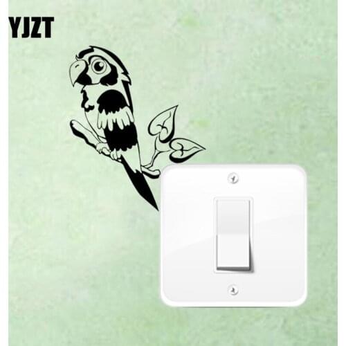 YJZT Interesting Cartoon Pattern Wall Switch Stickers Living Room Decor Vinyl Decal Parrot Bird 17SS0126
