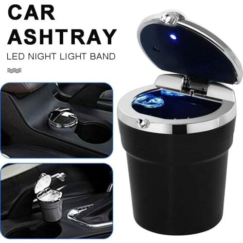 1pc Newest Car Ashtray Holder Cup with Lid Auto Cigarette Odor Remover with LED Detachable Replacement Cars Ashtray Container