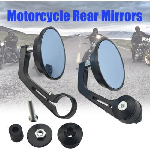 2Pcs Round 7/8" Round Bar End Rear Mirrors Moto Motorcycle Motorbike Scooters Rearview Mirror Side View Mirrors FOR Cafe Racer