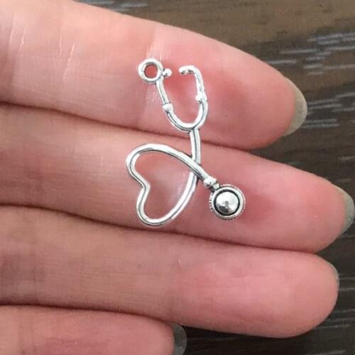 20PCS DIY Both Sides Nurse Medical Stethoscope Charms Zinc Alloy Pendant for Bracelet Necklace Earrings Zipper Pulls