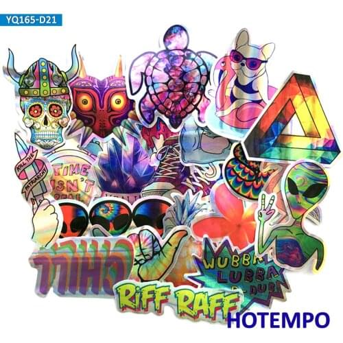 20pcs Weird ET Laser Dazzling Colourful Flash Style Stickers for Mobile Phone Laptop Luggage Guitar Skateboard Bike Car Stickers