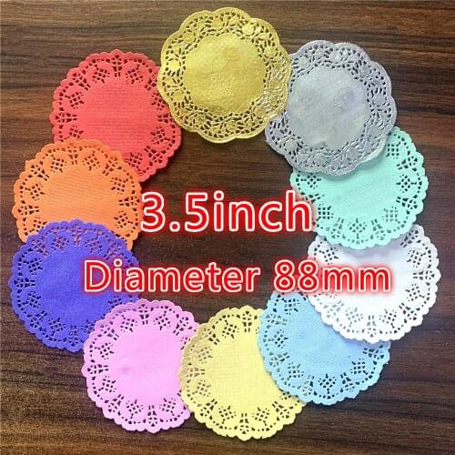 20pcs 3.5inch 88mm Gold Silver 10Color Vintage Napkin Pad Hollowed Lace Paper Mat Doily Craft DIY Scrapbooking Weding Decoration