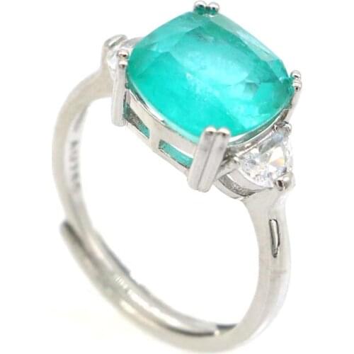 25x21mm Highly Recommend Top Selling Created Fire Rainbow Blue Mystic Topaz CZ Ring for Women Dating Silver Fashion Jewelry