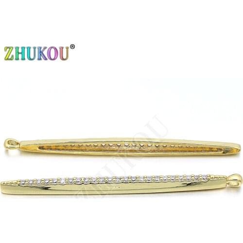 5*63mm Brass Cubic Zirconia Long Tube Charms Pendants DIY Jewelry Findings Accessories, Hole: 2mm, Model: VD118