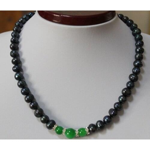 8-9MM Black Color Near Round Shape Fashion Freshwater REAL Pearl Necklace Hot Jewellery,TO YOUR MOTHER GIFT