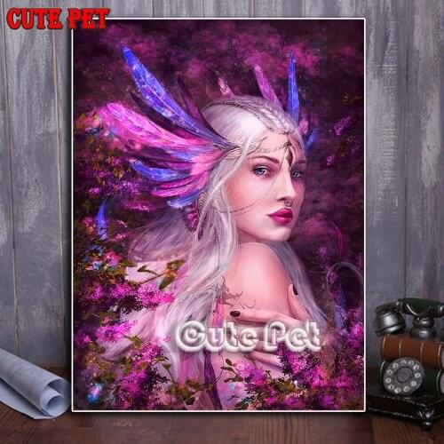 Flower Fairy Woman 5D diy Diamond Painting cross stitch lavender beauty mosaic Portrait full square round diamond embroidery