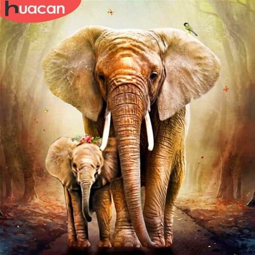 HUACAN Diy Diamond Painting Elephant Embroidery Cross Stitch Animal Mosaic Home Decor Diamond Art