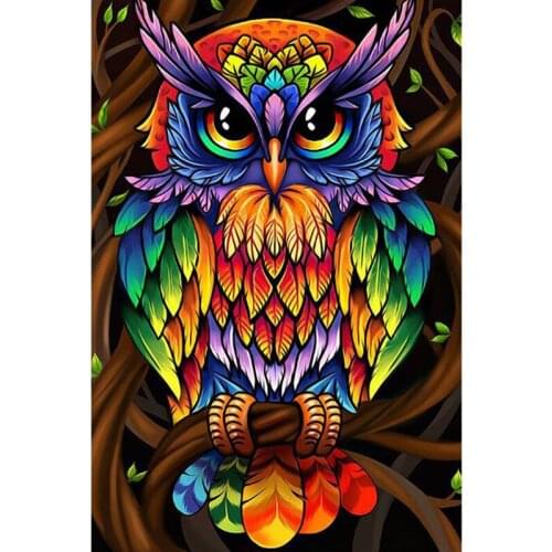Diamond Painting Full Pebble Round Owl 5D DIY Diamond Embroidery Mosaic Picture of Rhinestone Animal Christmas Decoration Home