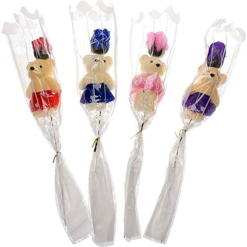 Scented Bath Soap Rose Bear Soap Flower Petal Valentines Day Gift For Party Wedding Decoration Mothers Day/Teacher Day Gift