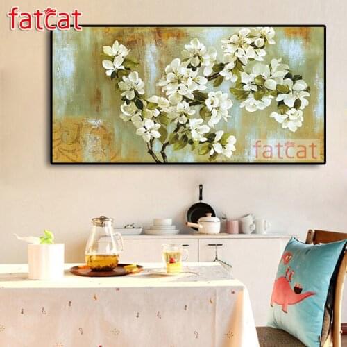 FATCAT Large Diy Diamond Painting Orchid Flowers Full square round drill 5d Diamond Embroidery Mosaic Art Home Decor AE1582