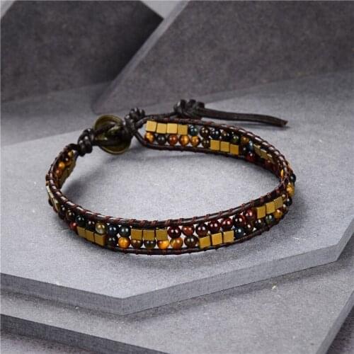 Natural Stone Seed Beads Bracelet Bangle Braided Hematite Turquoises Agat Tiger Eye Lapis Lazuli Bracelets Wristband Jewels B450