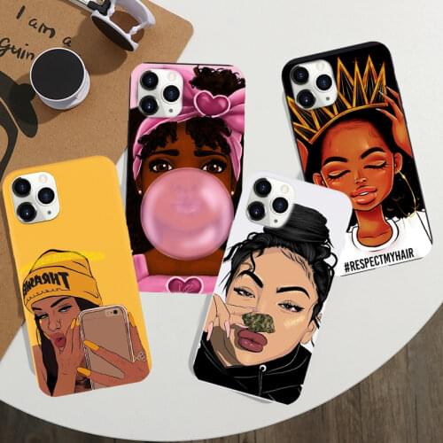 JAMULAR Black Girl Magic Melanin Poppin Phone Case For iPhone XS MAX 11 Pro SE 2020 XR X 7 8 6Plus Candy Silicone Soft Cover Bag
