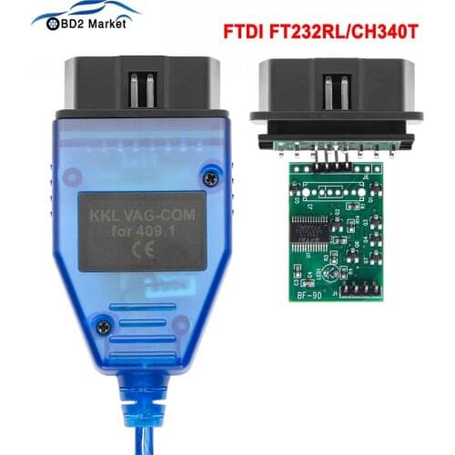 VAG COM 409.1 With FTDI FT232RL/CH340T KKL OBD OBD2 Car Diagnostic Interface Cable For VW/Audi/Skoda/Seat VAG-COM Scanner Tool