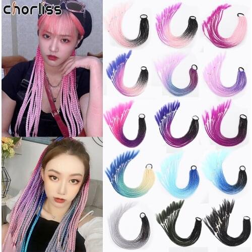 22 Inch Long Multicolor Elastic Synthetic Headdress Hair Accessories Wig Ponytail Hair Ropes Kids Twist Braid Rope Hair Braider