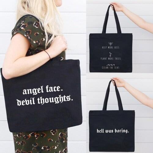 Women Canvas Shopping Bag Female Cotton Cloth Shoulder Bag Eco Handbag Tote Reusable Grocery Shopper Bags Large Capacity
