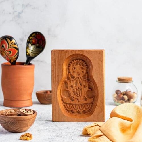 Cookie Mold Provence Rose Stamp Embossing Mold Craft Wooden Pine Cone Shaped Gingerbread Chocolate Fondant Cake Baking Tool