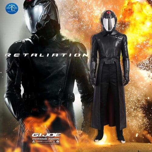 G I Joe Cobra Commander Cosplay Costume Halloween Outfit For Adult Men Retaliation Snake Eyes Black Suit Fancy Helmet