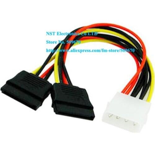 IDE 4Pin to Dual SATA 15Pin Female Y Splitter Hard Disk Power Supply Extension Cable/Free Shipping/10PCS