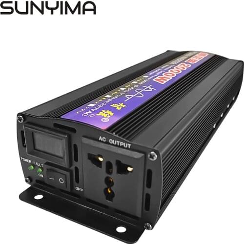 SUNYIMA New 2000W Pure Sine Save Inverter DC12V/24V/48/60V to AC220V/110V Double Digital Display Power Home Car Power Converter