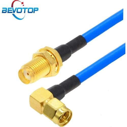 SMA Female to SMA Male Right Angle Connector Cable RG402 Semi-Flexible 50 Ohm Pigtail High Frequency Test Cable Extension Jumper