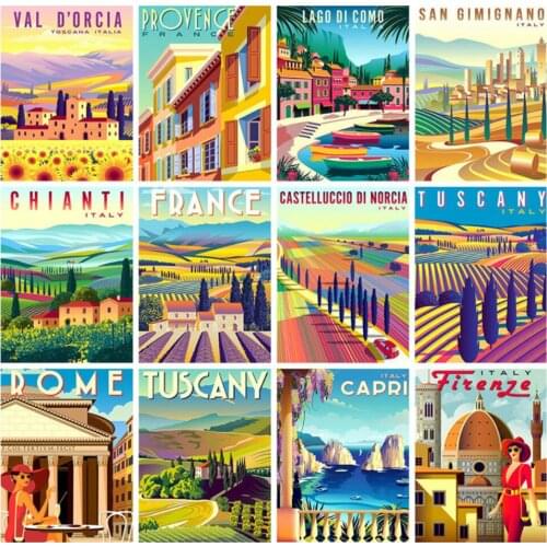 Paint With Diamond Painting City Landmark Landscape Text Diamond Embroidery Sale House Rhinestones Mosaic Cross Stitch Wall Art