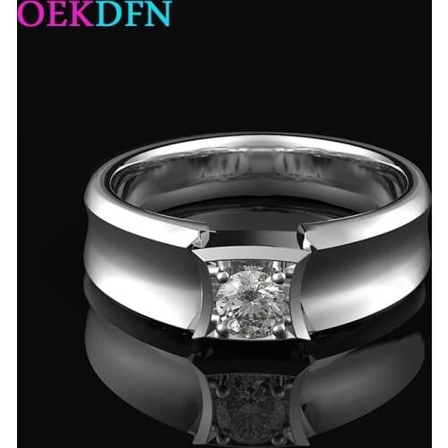 OEKDFN 100% 925 Sterling Silver Rings For Women Sparkling White AAAAA+ Zircon Wedding Engagement Men Women Ring Fine Jewelry
