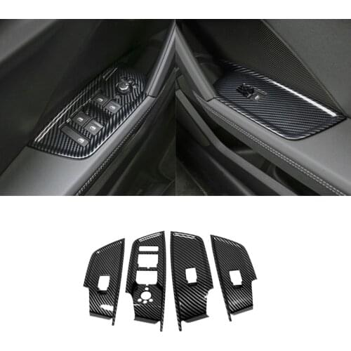 LHD! Car Accessories for Audi A3 8Y 2020 2021 2022 Carbon Fiber Printed Interior Window Switch Cover Trim