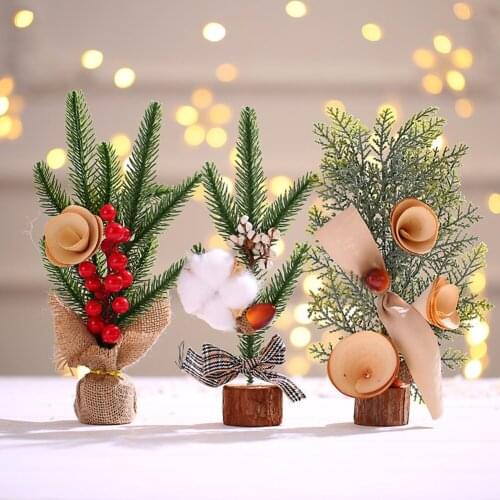 Mini Simulated Christmas Tree Desktop Decor Red Fruit Tree Adornment for Xmas Festival Home Wedding Children Present