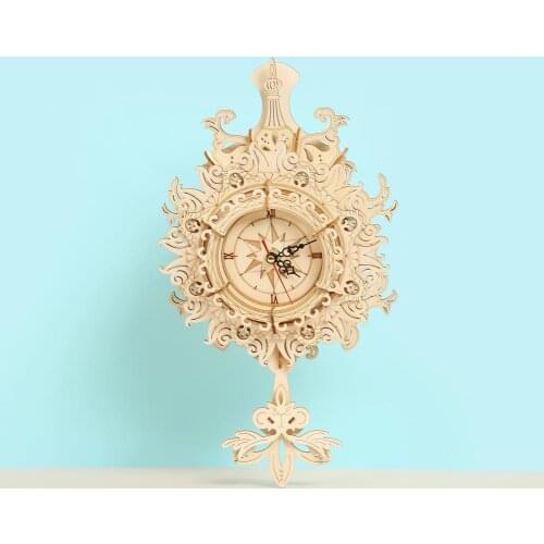 Cartoon Wooden Retro Wall Clock Combination Model Adult Kid DIY Assembled Educational Toy Decor Kid Parent-child Interactive Toy