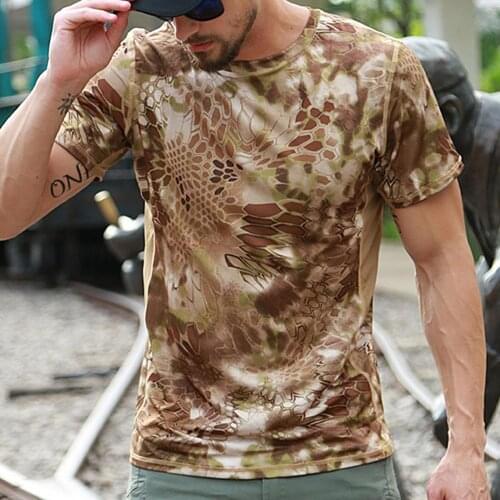 Summer Men Short Sleeve Solid Color Python Snake Print Quick Dry T-shirt Top Summer Men Short Sleeve Quick Dry T-shirt Top 2021