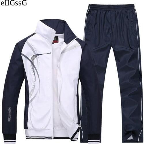 Men Sportswear New Spring Autumn Tracksuit 2 Piece Sets Sports Suit Jacket+Pant Sweatsuit Male Fashion Print Clothing Size L-5XL