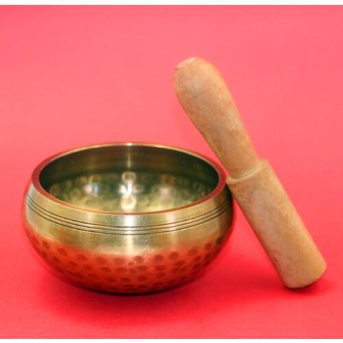 New Copper Crafted Gilt Yoga Singing Bowl 8CM Buddhism Tibetan Chakra Meditation