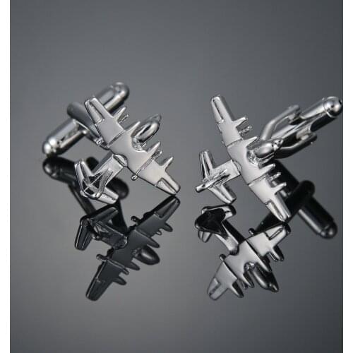 New France Design Airplane Mens French Shirt Cufflinks Button Silvery Aircraft Modeling Cuff Links for Men
